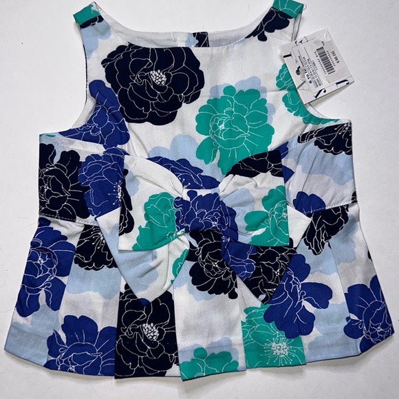Janie and Jack Other - Janie and Jack Girls Floral Top with Bow 6-12 Months Blue/Green/White